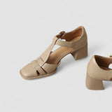 Elyxiana | Block Heeled Orthopaedic Shoes with T-Strap