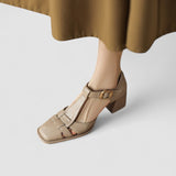 Elyxiana | Block Heeled Orthopaedic Shoes with T-Strap