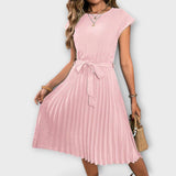 Claire - Short-Sleeved, Pleated, Casual Mini Dress