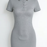 Lila Classic Collar Bodycon Mini Dress