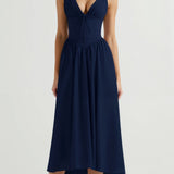 Emma Elegant Midi Plunge Dress