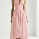 Emma Elegant Midi Plunge Dress