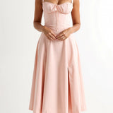 Lila Elegant Sweetheart Midi Dress