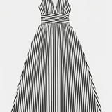 Lila Striped Plunge Maxi Dress