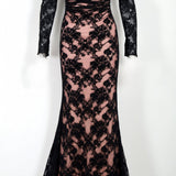 Olivia Elegant Lace Long Sleeve Maxi Dress