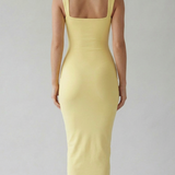 Elodie Minimal Square-Neck Midi Dress