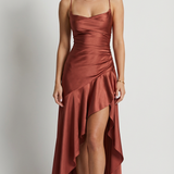 Sabrina Satin High-Low Maxi Dress